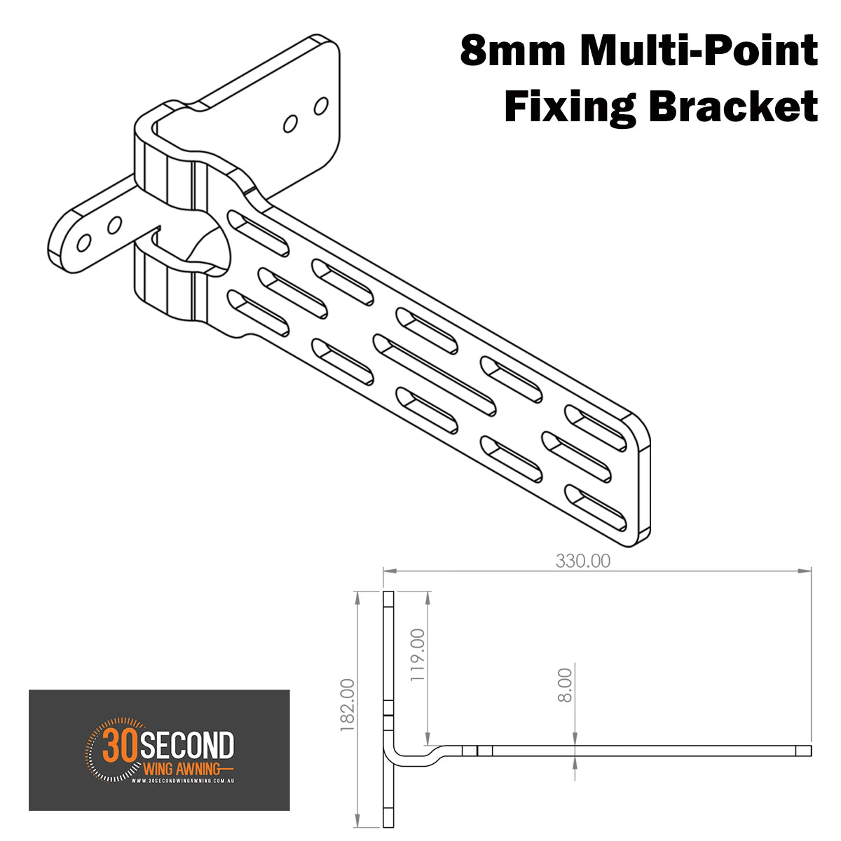 8mm Multipoint Awning Fixing Brackets - Single-2
