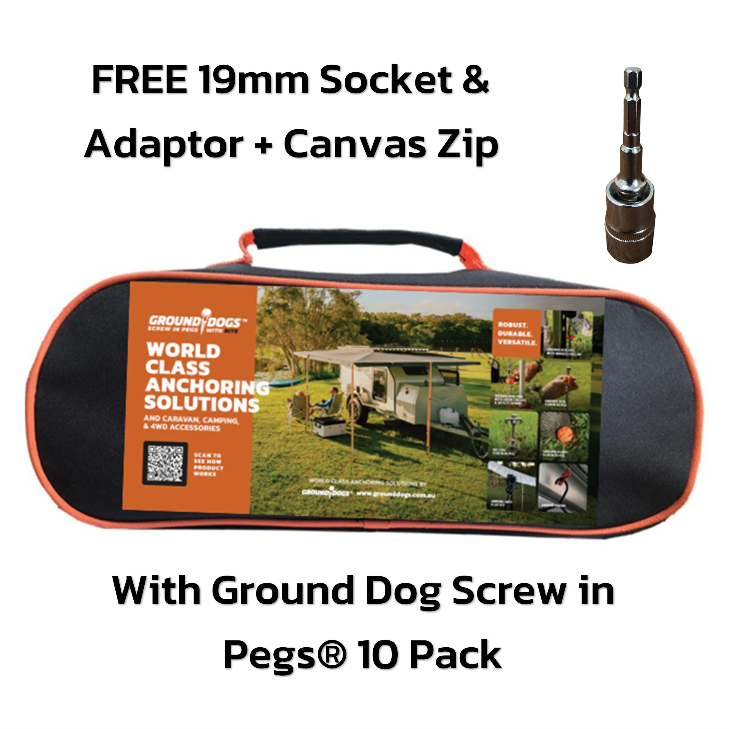 Ground Dog Screw in Peg with Hook Collar 250mm - 10 Pack