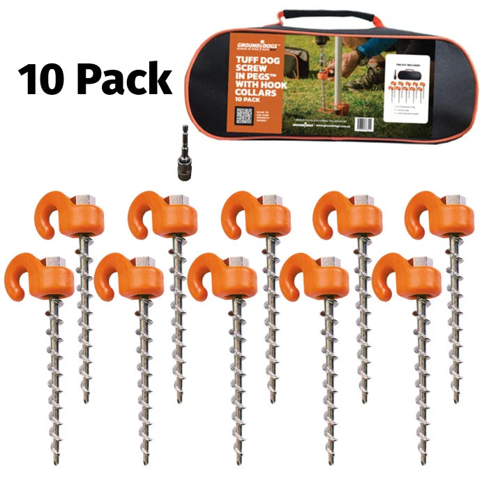 Tuff Dog Screw in Peg with Hook Collar 180mm - 10 Pack
